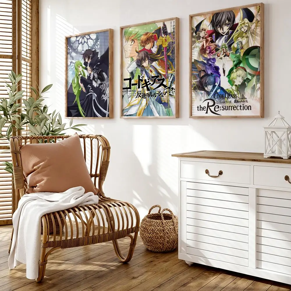 Anime Code G-Geass Zero Poster Wall Stickers HD Painting Self Adhesive Art Decals for Bedroom Living Room Home Decor