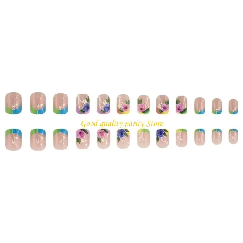 M4YA爪のショートスクエアプレス釘の先端偽の爪の爪の花の接着剤