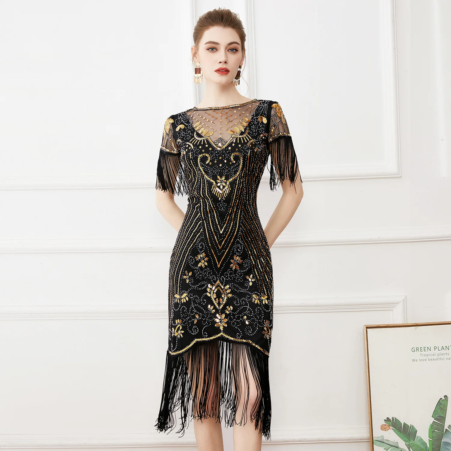 great gatsby dress for women Girl Women's Costume shape hemline drips with long fringe sways past your knees 1920s Cosplay Costume Flapper Dress