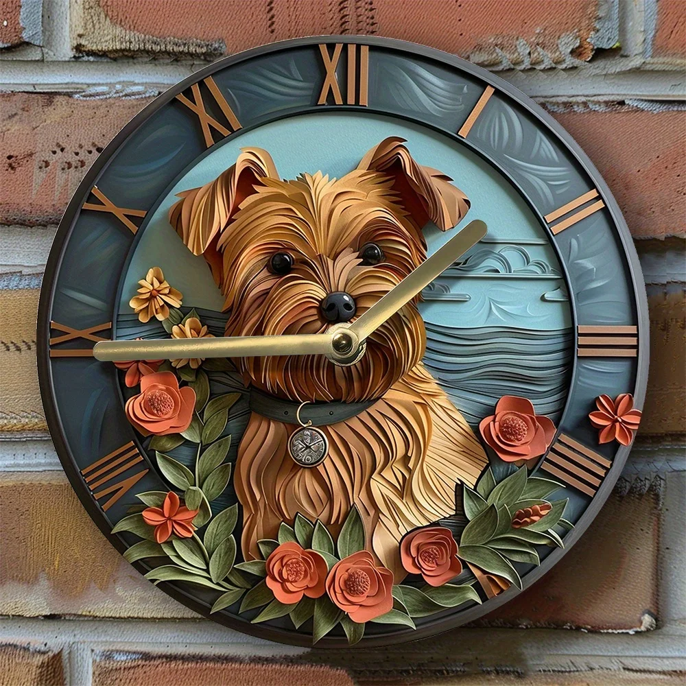 

2D Effects Yorkshire Terrier Wall Clock - DIY Assembly Kit: Create & Enjoy! Clocks Wall Home Decor Modern Design