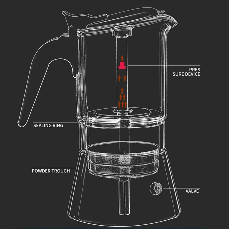 A69m-válvula dupla moka pote 160ml portátil fermentação fria válvula dupla moka pote de extração de café expresso máquina de café expresso