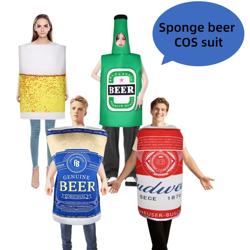 Traje de esponja de cerveza gigante portátil para reuniones de oficina/bodas de amigos/fiestas temáticas, divertidos accesorios para fotos