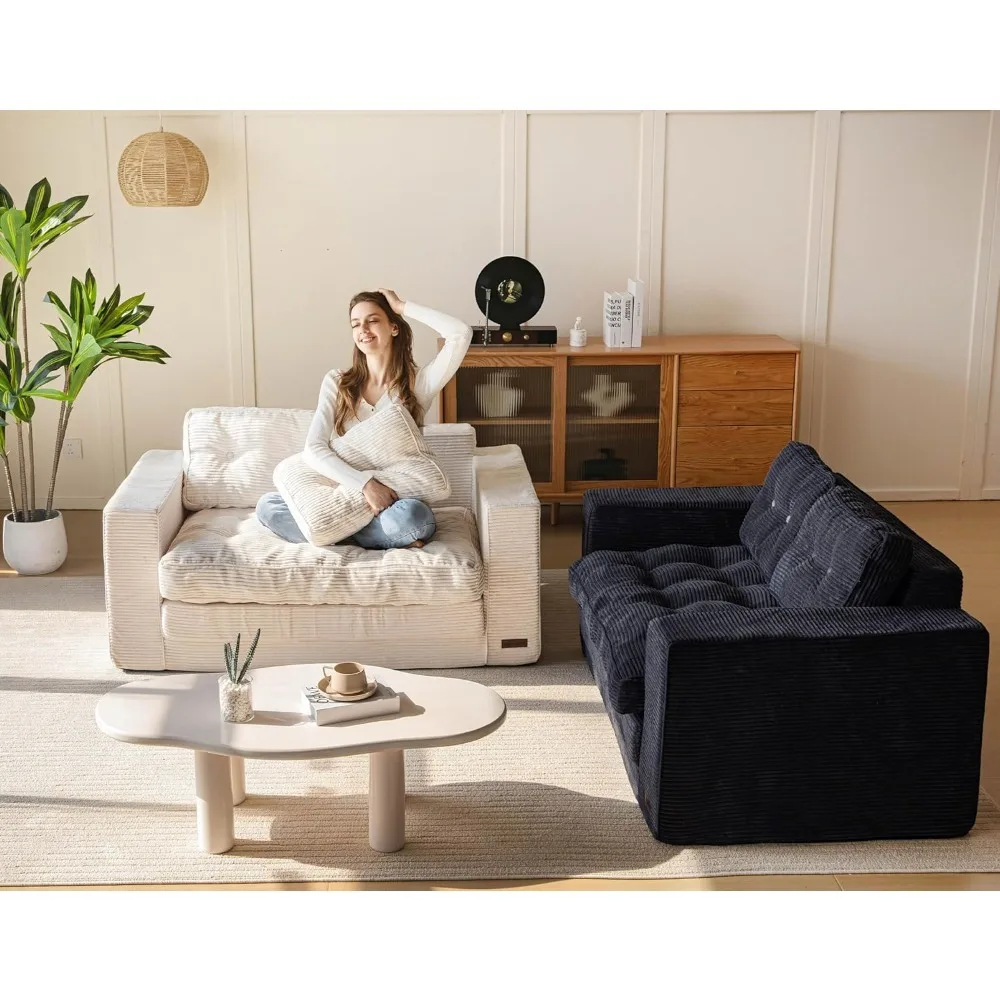 

pull out loveseat sleeper sofa, 2 in 1 folding couch bed, fold out floor couch with pillows for living
