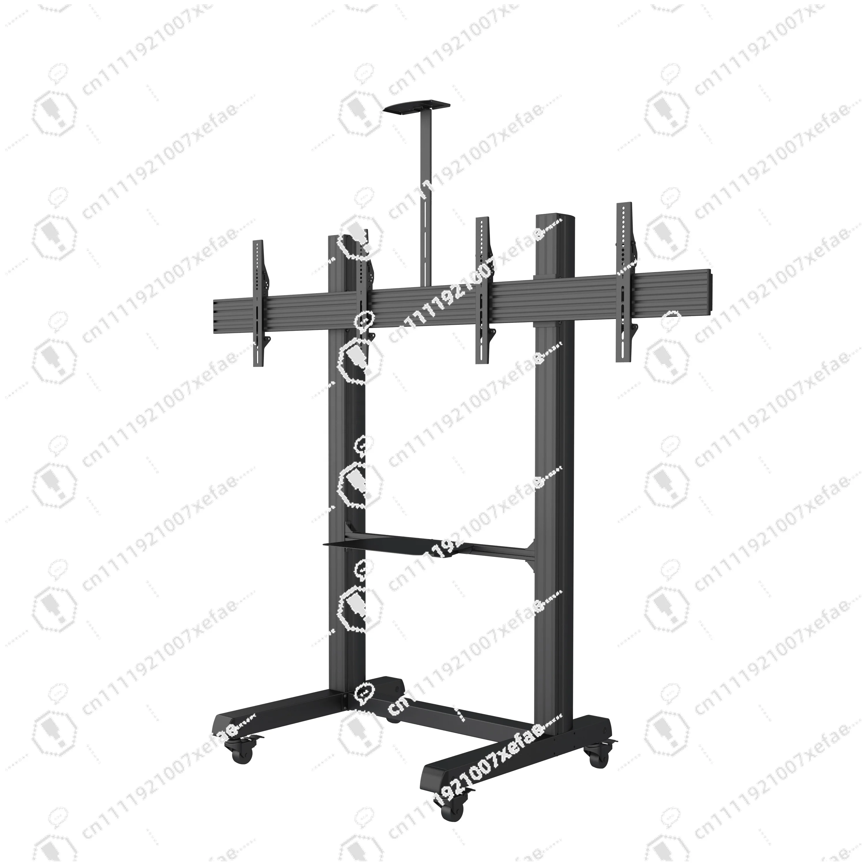 Support 32 65 inch mobile TV cart rolling floor dual TV stand with camera stand