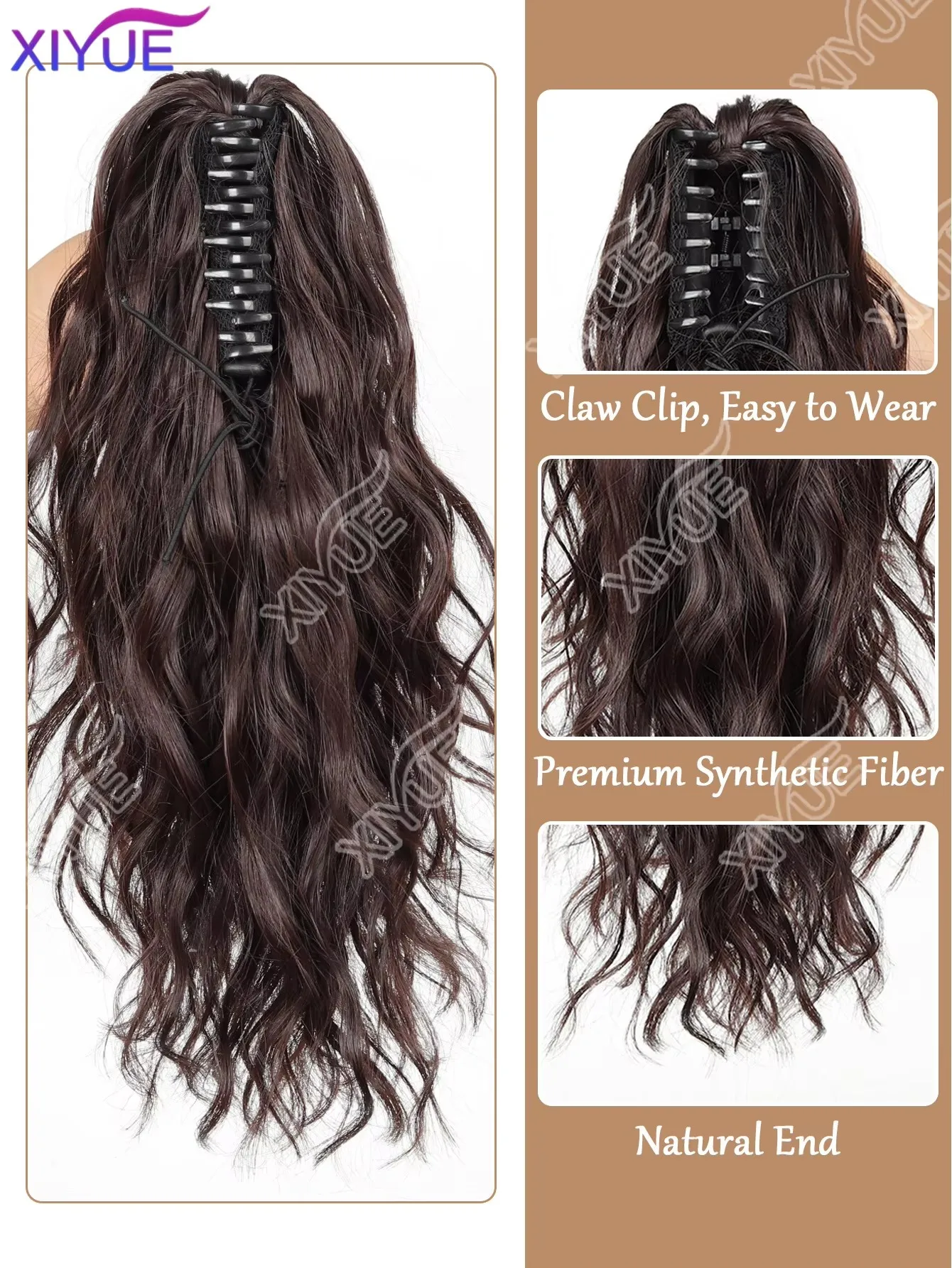XY 14 Inches Synthetic Curly Claw Clip In Ponytail Fashion Daily Use Heat-Resistant Elegant Halloween Holiday Promotion