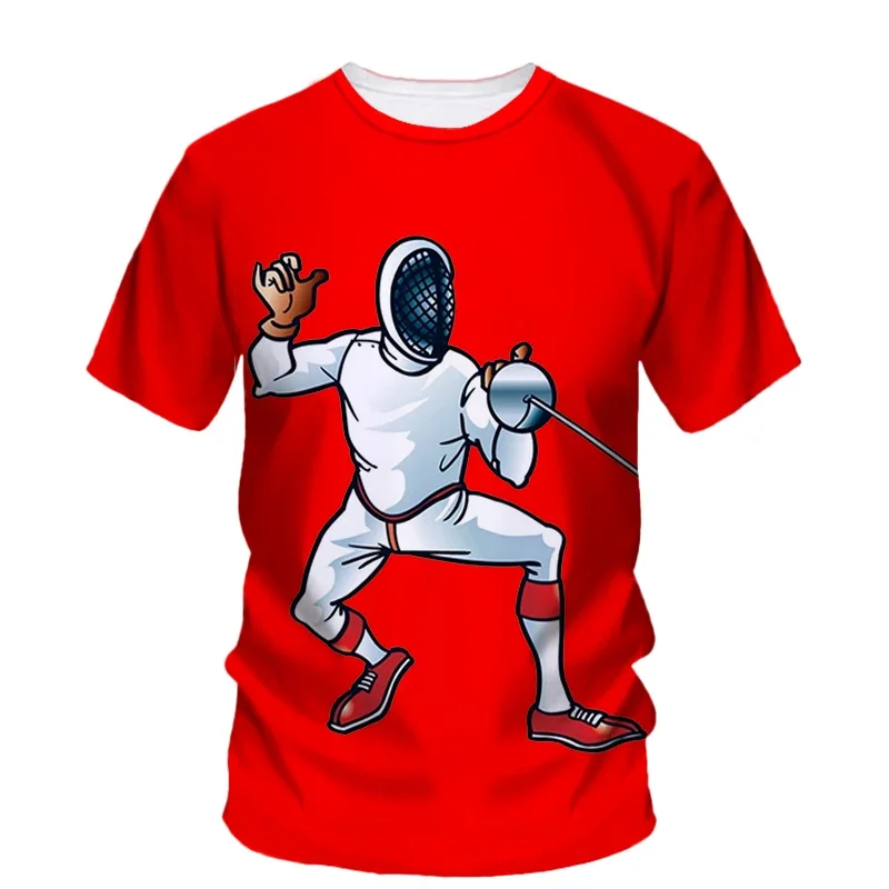 Fencing Sports Summer Men's Competitive Competition Quick Dry T-Shirt Short Sleeve Fashion Loose