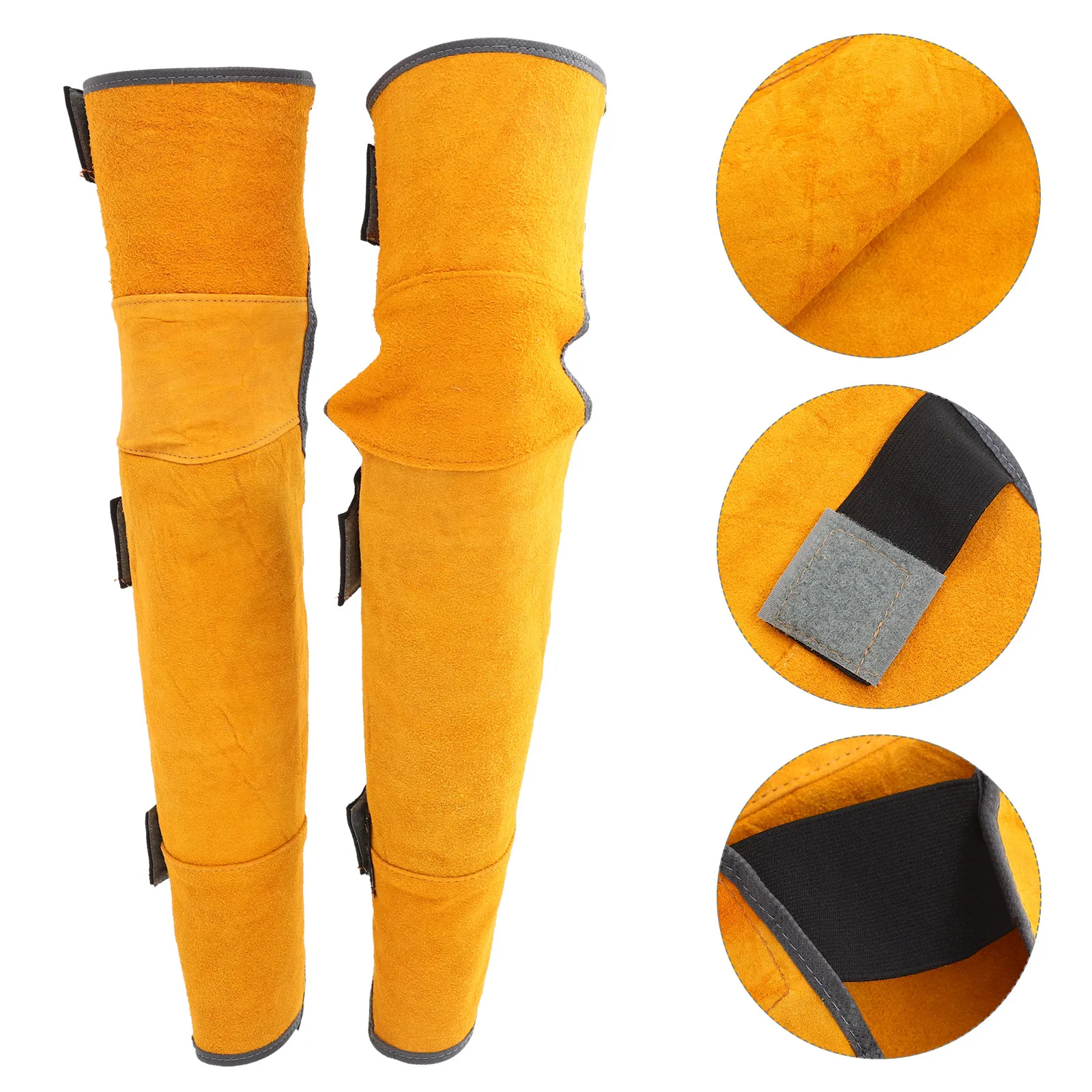 

1pcs 1Pair Cowhide Thicken Welding Spats Anti-Scald Leg Cover Heat Resistant Flame Retardant Wear Resistant Khaki For Electric