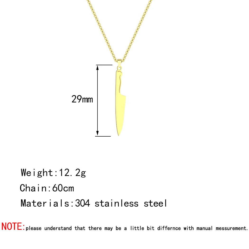 CHENGXUN Dainty Chef Knife Pendant Necklace for Women Men Steel Knife Charm Neck Chain Male Talisman Amulet Protection Jewelry