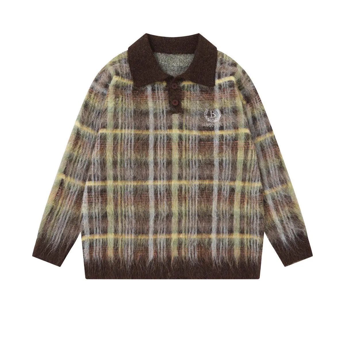 

Осень 2023, новинка Guochao в стиле ретро, тяжелая промышленность, плюшевый дизайн с лацканами, повседневные свободные мужские и женские свитера