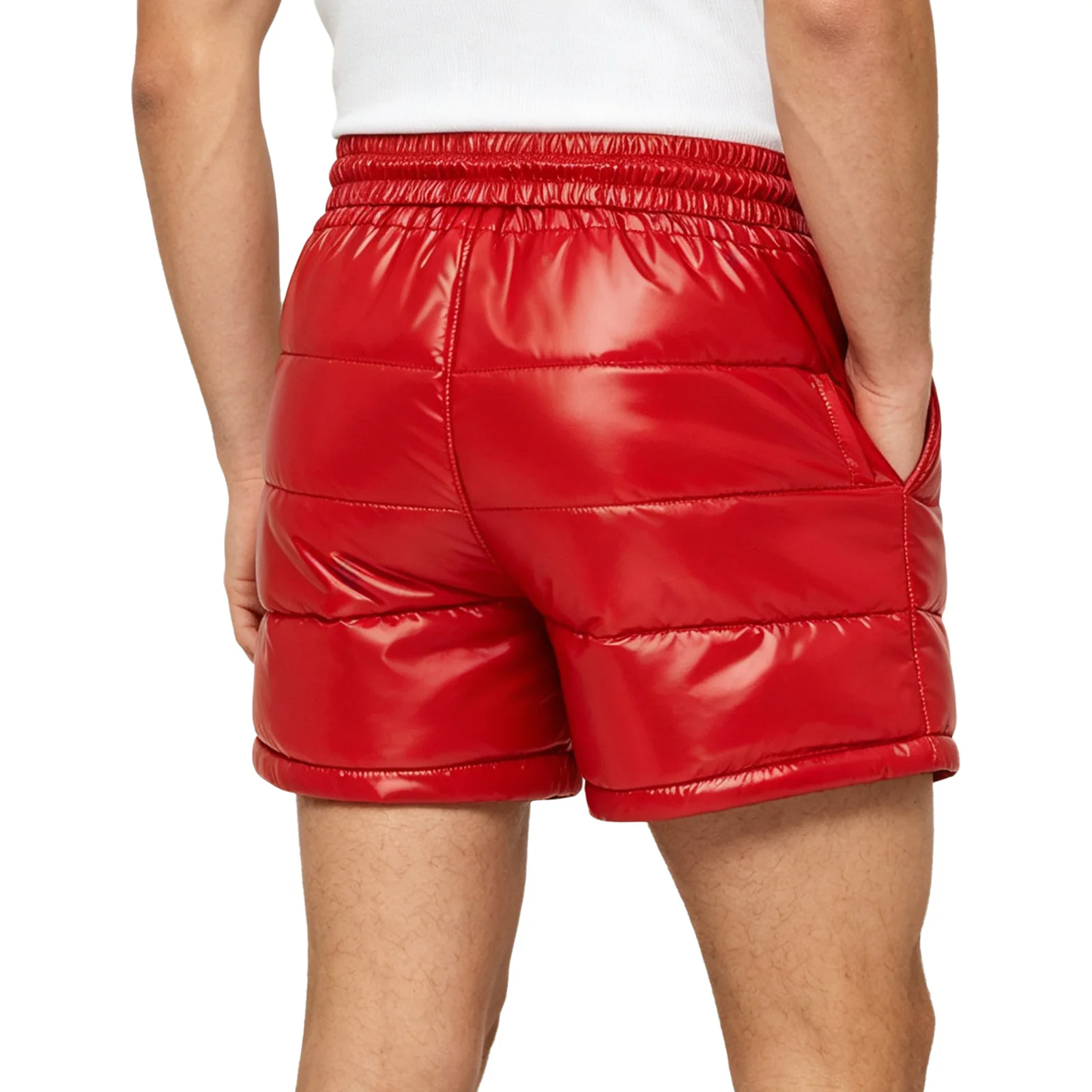 Adults Puffer Boxer Shorts Elastic Waistband Padded Waterproof Leakproof Short Pants Bottoms with Pockets for Workout Fitness