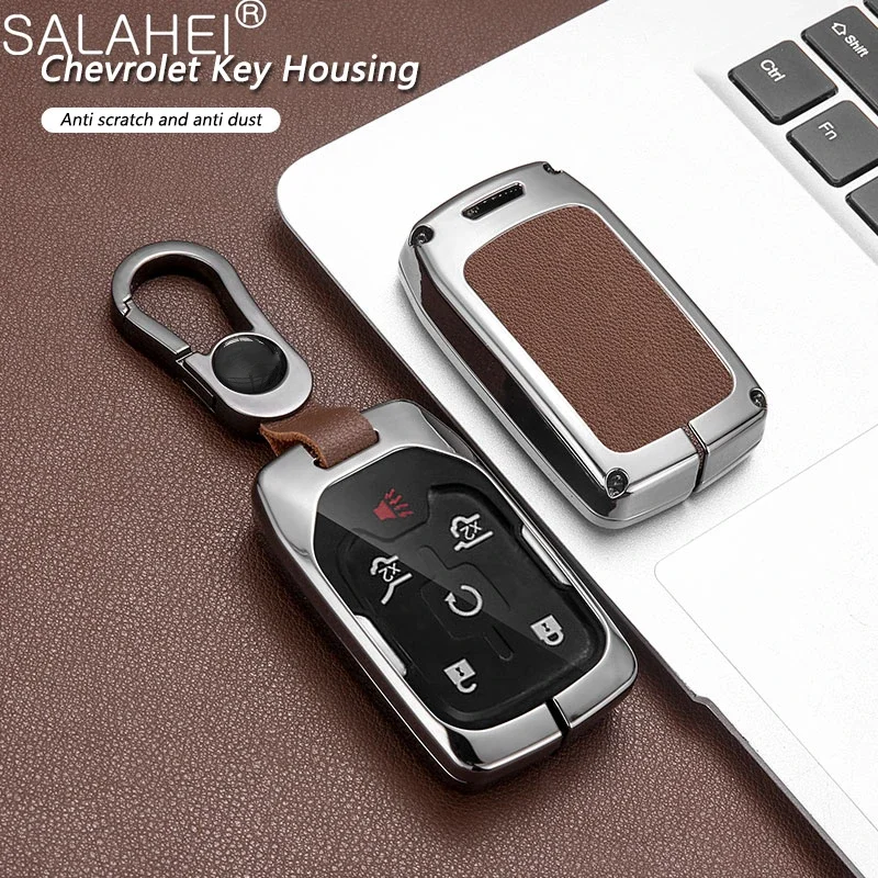 

Zinc Alloy Leather Car Key Case Cover Holder For Chevrolet Silverado Suburban Tahoe GMC Sierra Acadia Terrain Yukon XL Accessory
