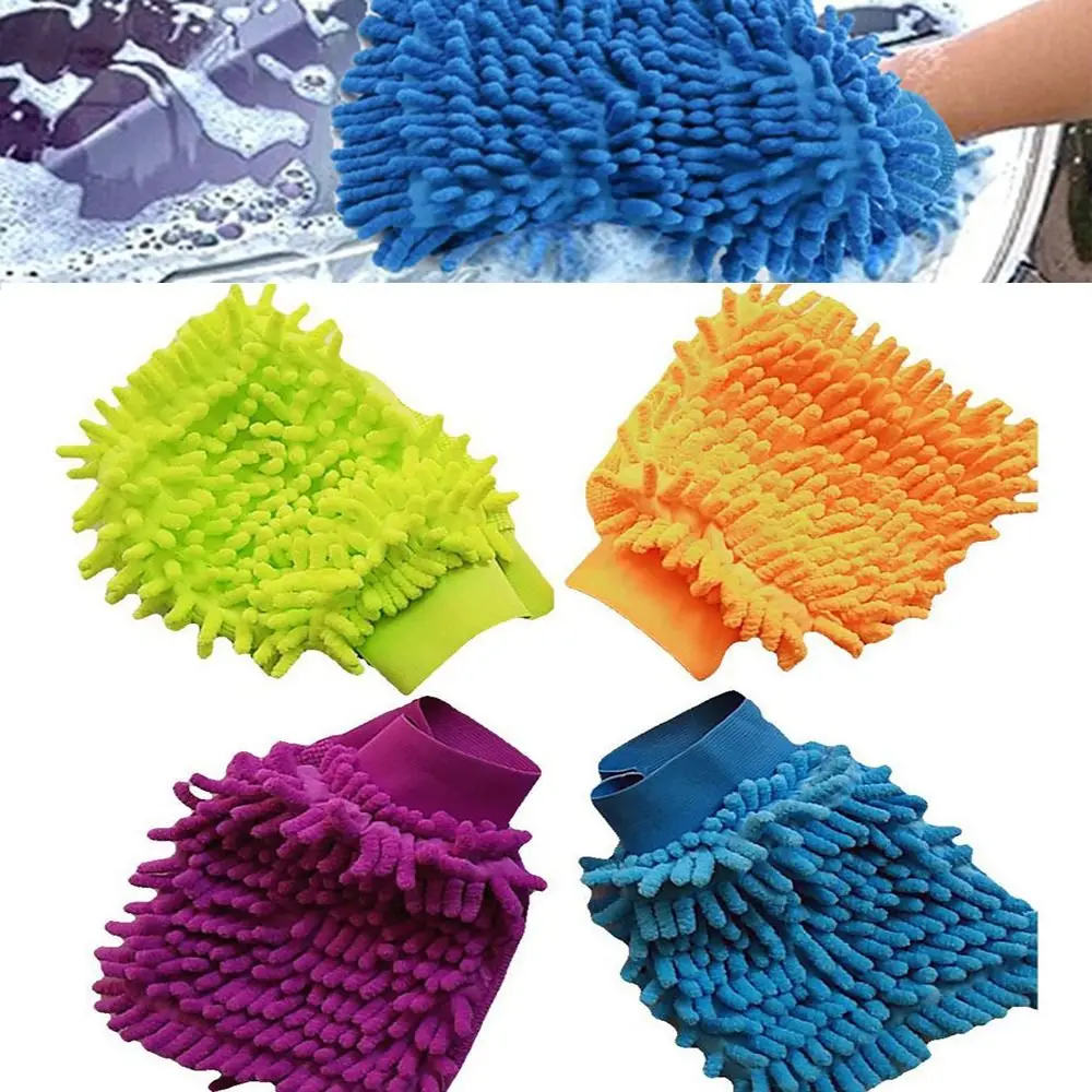Утолщенные перчатки из синели для мытья автомобиля, супервпитывающие перчатки из микрофибры для чистки автомобиля, мягкое чистящее полотенце кораллового цвета, уход за автомобилем