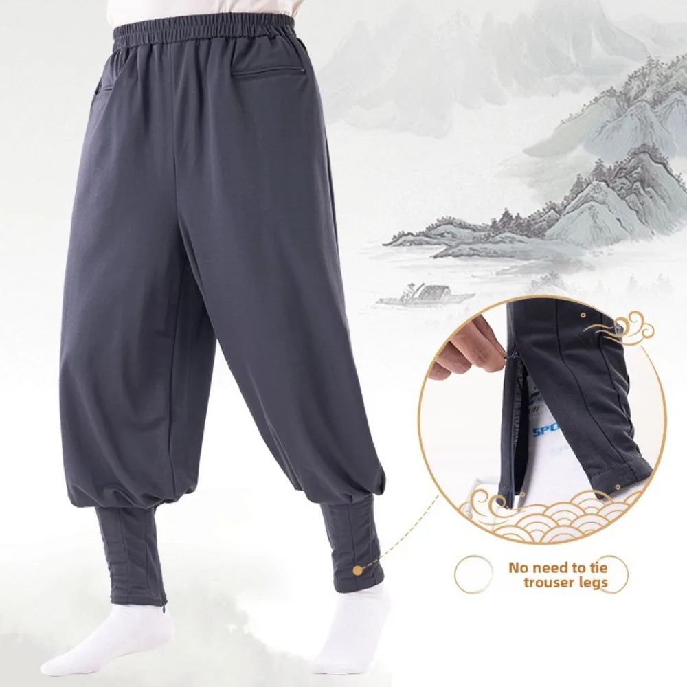 

No-Tie Wrap Around Buddhist Monk Pants, Elastic Waist Zen Meditation Trousers for Men & Women, Perfect for Temple