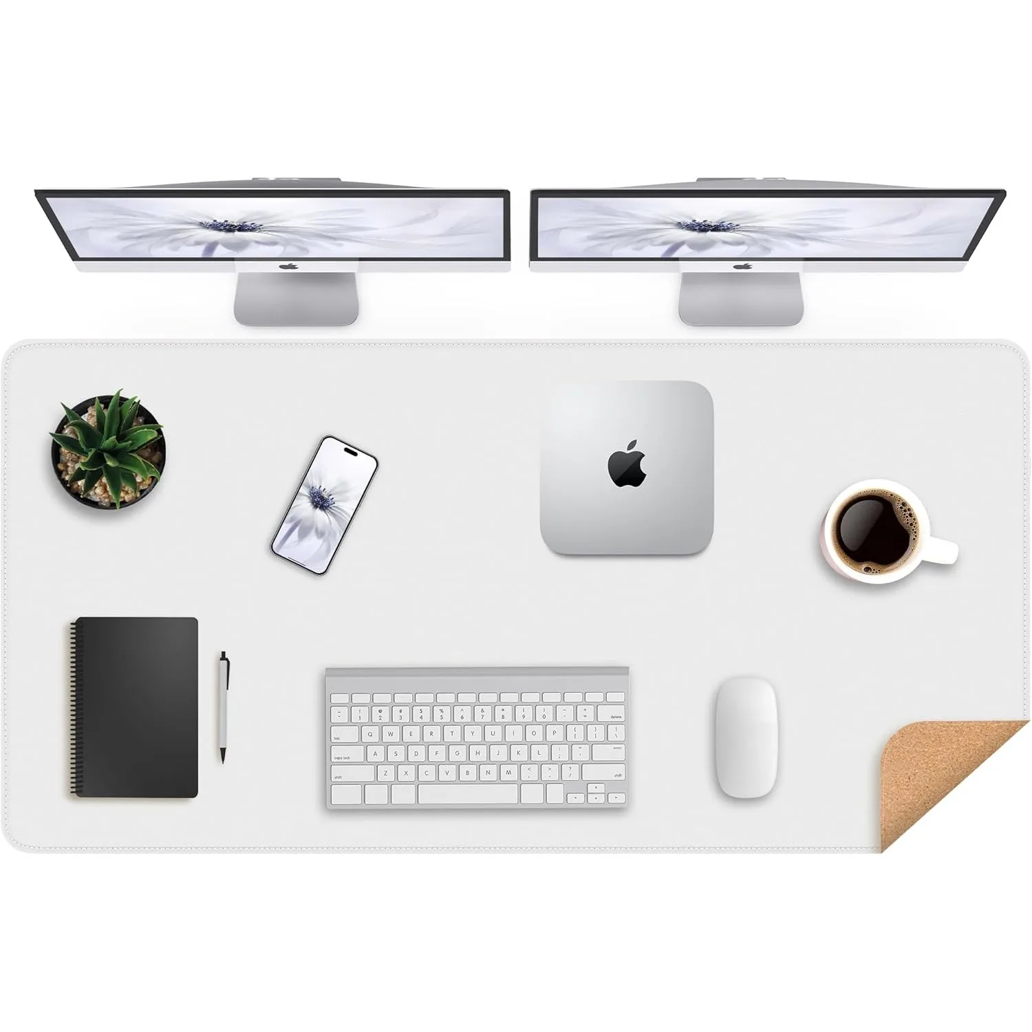 

Leather Desk Protector, 47in*23.7in Large Mat with Natural Cork & PU Leather, Mouse Pad, Non-Slip Office Mat, Waterproof