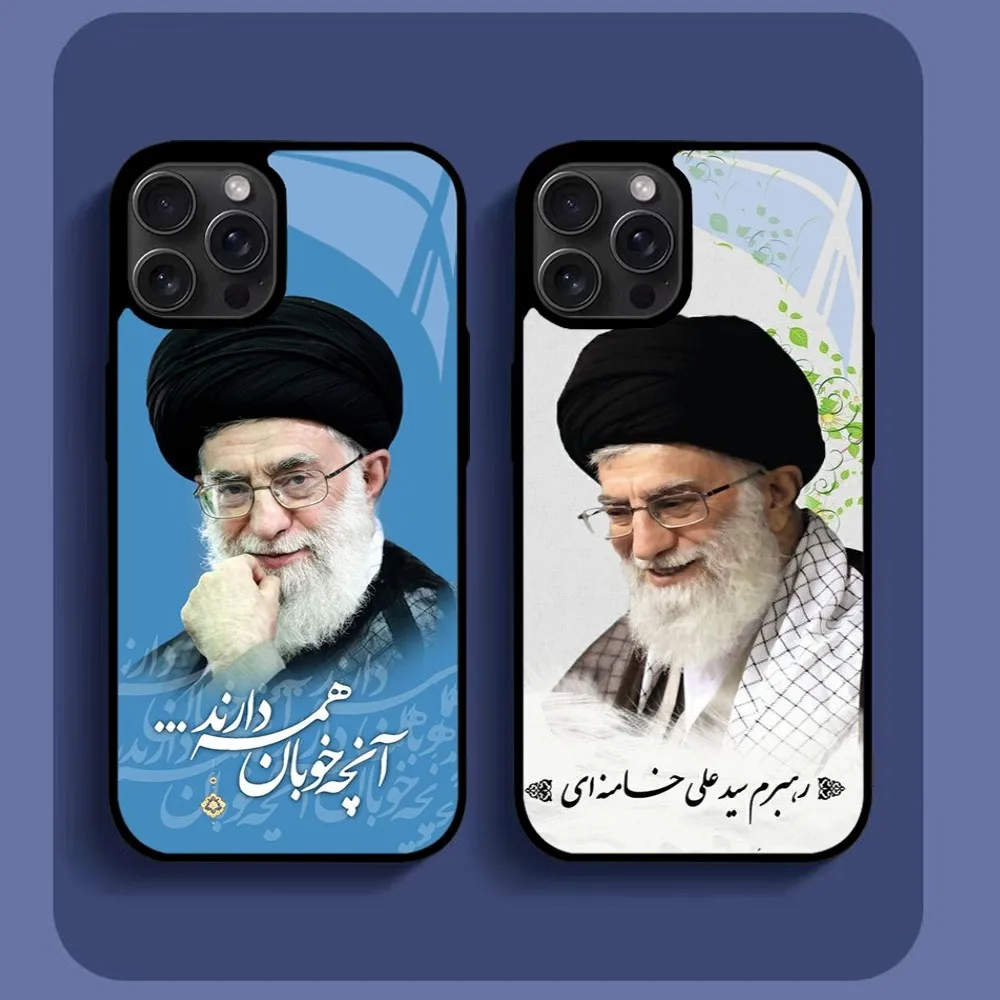 Iran's Supreme Leader Ali Khamenei Phone Case For IPhone16 15 14 13 12 11 Pro Xs Max Mini XR X 7 8 Plus Luxury Mirror Hard Funda