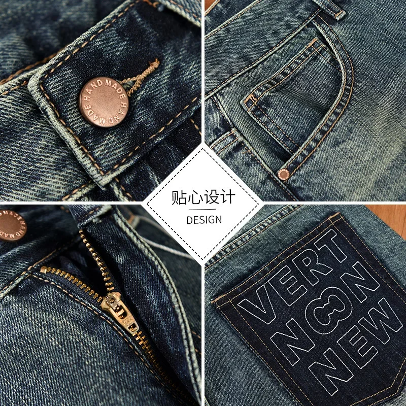 Clássico vintage azul lavado jeans homens primavera outono high street baggy jeans calças jeans retas calças casuais streetwear y2k