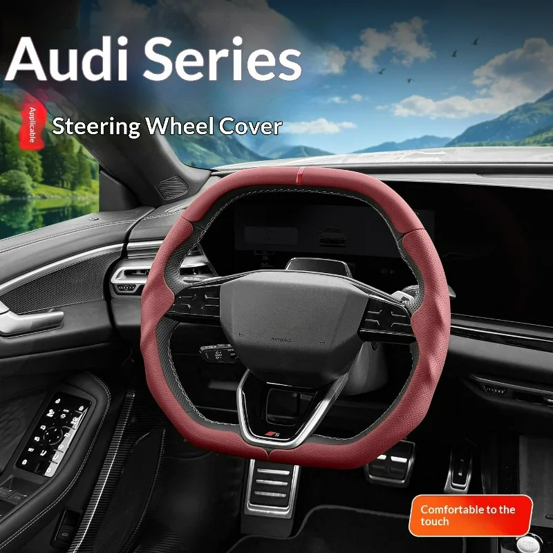 3 Segments Full Wrapped Steering Wheel Cover for Audi A4L A5L A6L A7L Q5 Q6 Q7, All Season Universal Car Interior Handle Cover