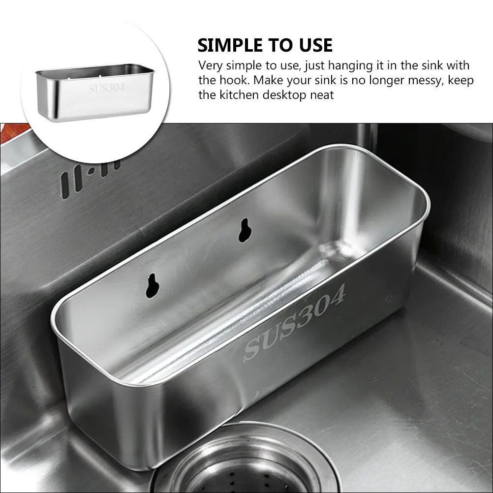 

Drain Basket For Kitchen Sink Smooth Edge Sponge Holder Fruit Washing Strainer Filter Basket Stainless Steel Drainage Rack