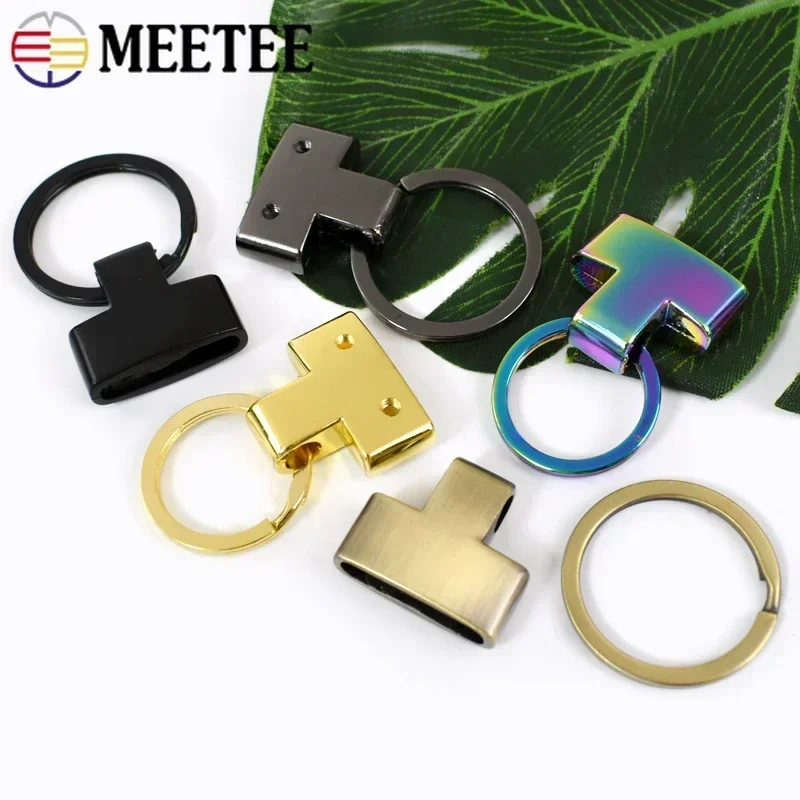 5/10/20Pcs Meetee 20/25mm O Ring Metal Buckles Keychain Pierced Pendant Stopper Hook Car Keyring Screw Clip Clasp Hardware