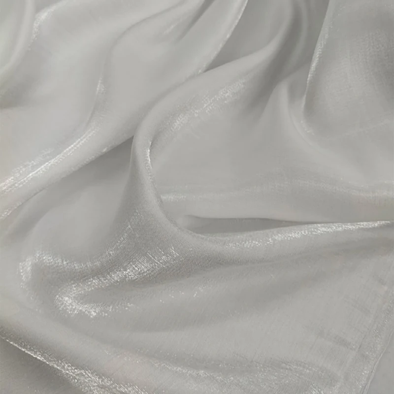 Tissu en satin soyeux irisé brillant, coton mercerisé, viscose pour robe, mariage, quelque soit, noir, blanc, bleu, vert, au mètre