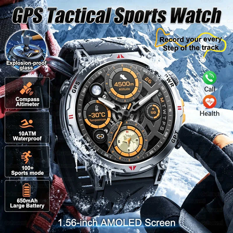 

2026 New GPS Smart Watch Men Compass 10ATM Waterproof Fitness tracking Bluetooth Call Military Sports Smartwatch For Android IOS