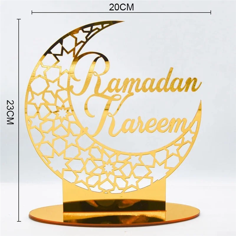 AF93-Acrylic Eid Mubarak Table Decoration, Ramadan Moon Night Light, Ramadan Mubarak Decoration, Moon Star Ramadan