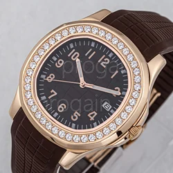 Luxury Men's Automatic Watch Diamonds Watch Luminous Sapphire Glass 100m Waterproof Men's Steel Watches Rubber Strap