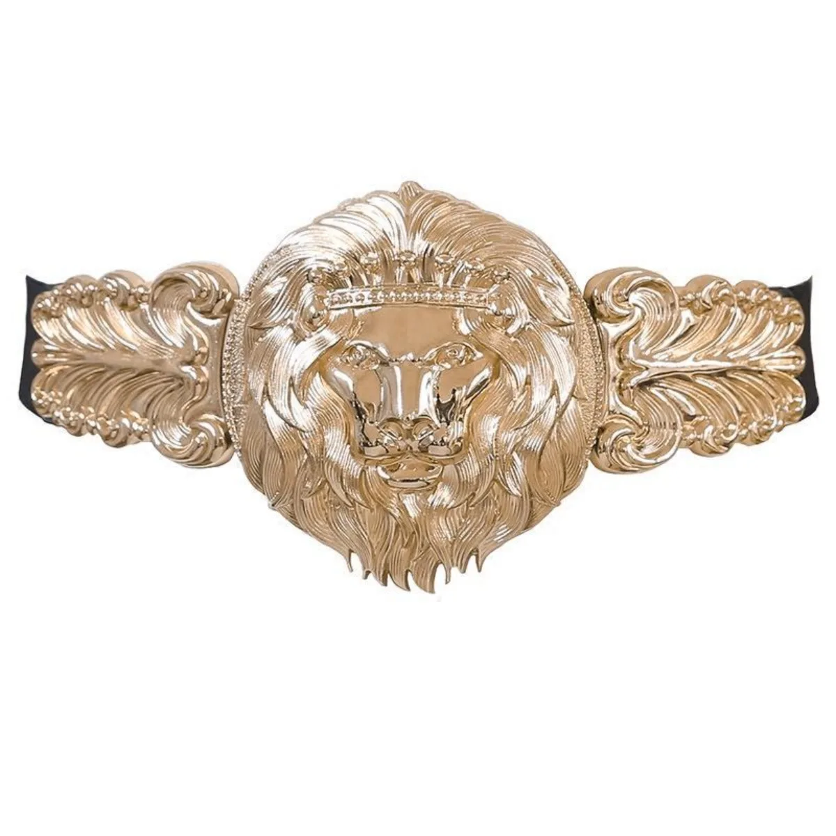 

Ремень с головой льва, винтажный ремень в западном стиле, золотой пояс для пуховых пальто, эффектный модный женский ремень на резинке