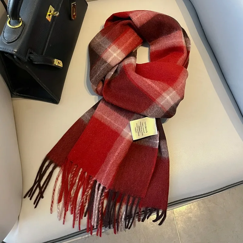 

Popular winter warm with wool plaid multi-color scarf Unisex couple scarf
