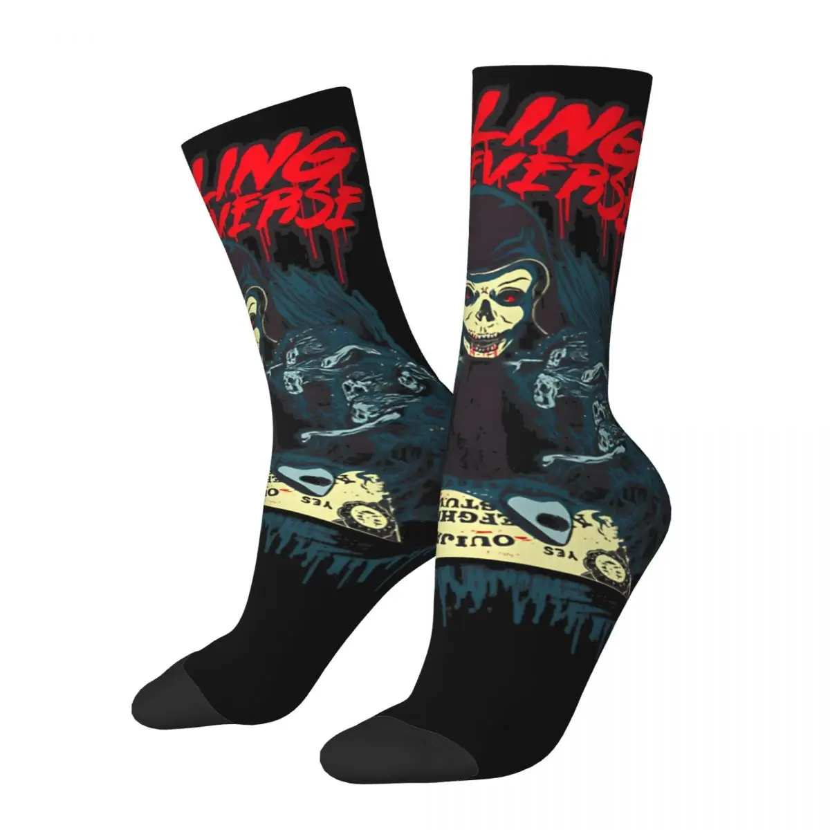 Crazy compression Fans And Lovers Shirt Sock for Men Harajuku Falling In Reverse Seamless Pattern Crew Sock Casual