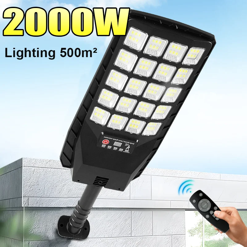

Solar LED Outdoor Lighting 2000W Powerful Sensor Motion Light IP67 Waterproof Solar Lamp From Exterior Sunlight Street Wall Lamp