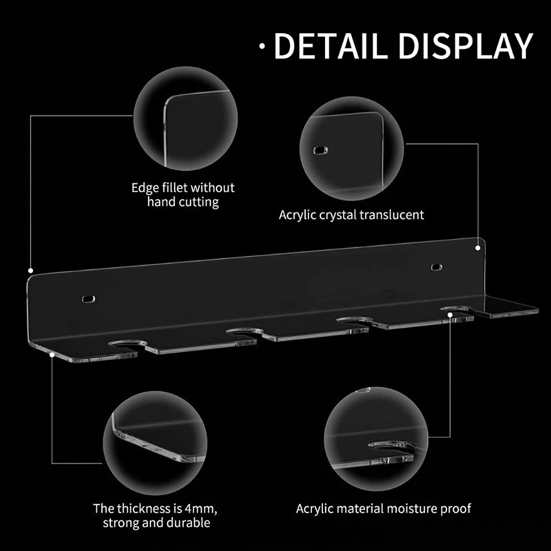 2 Piece Under Cabinet Wine Glass Holder Transparent Acrylic Stemware Kitchen Wall Rack Integrated Rack