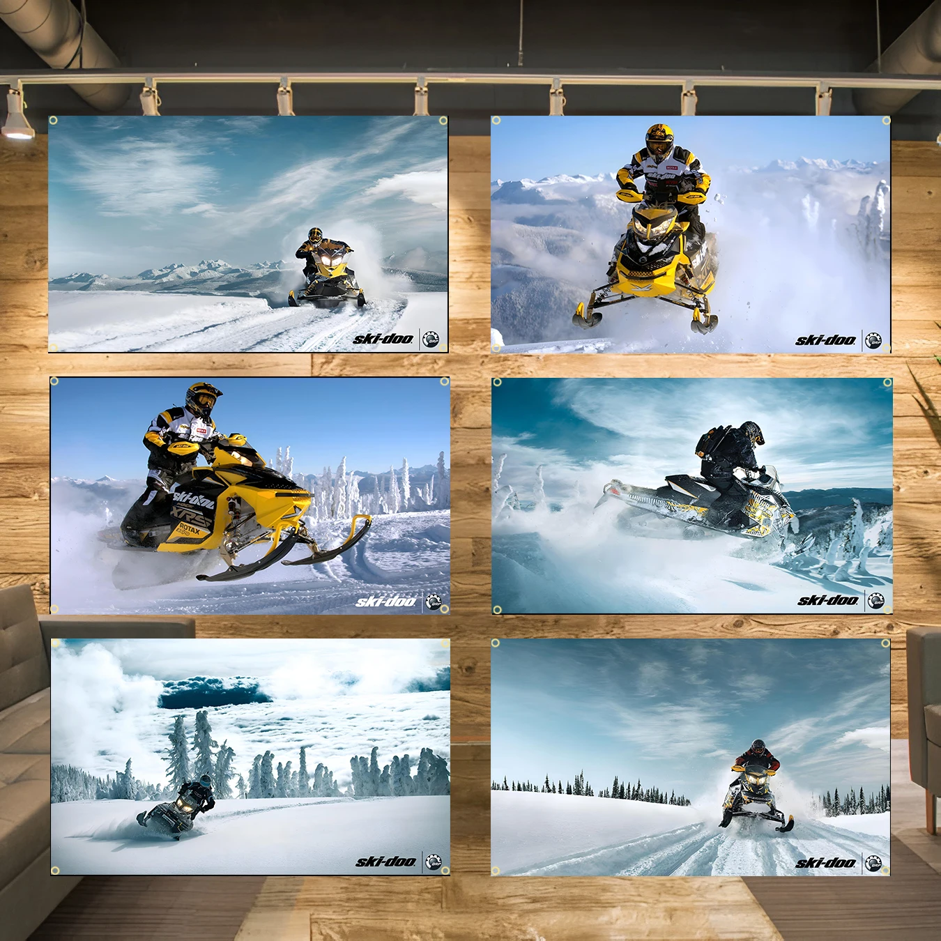 90x150cm 3X5FT Brp Snowmobile S-ski-doos Flag Polyester Digital Printing Banner for Garage Wall Art Out Door Decoration