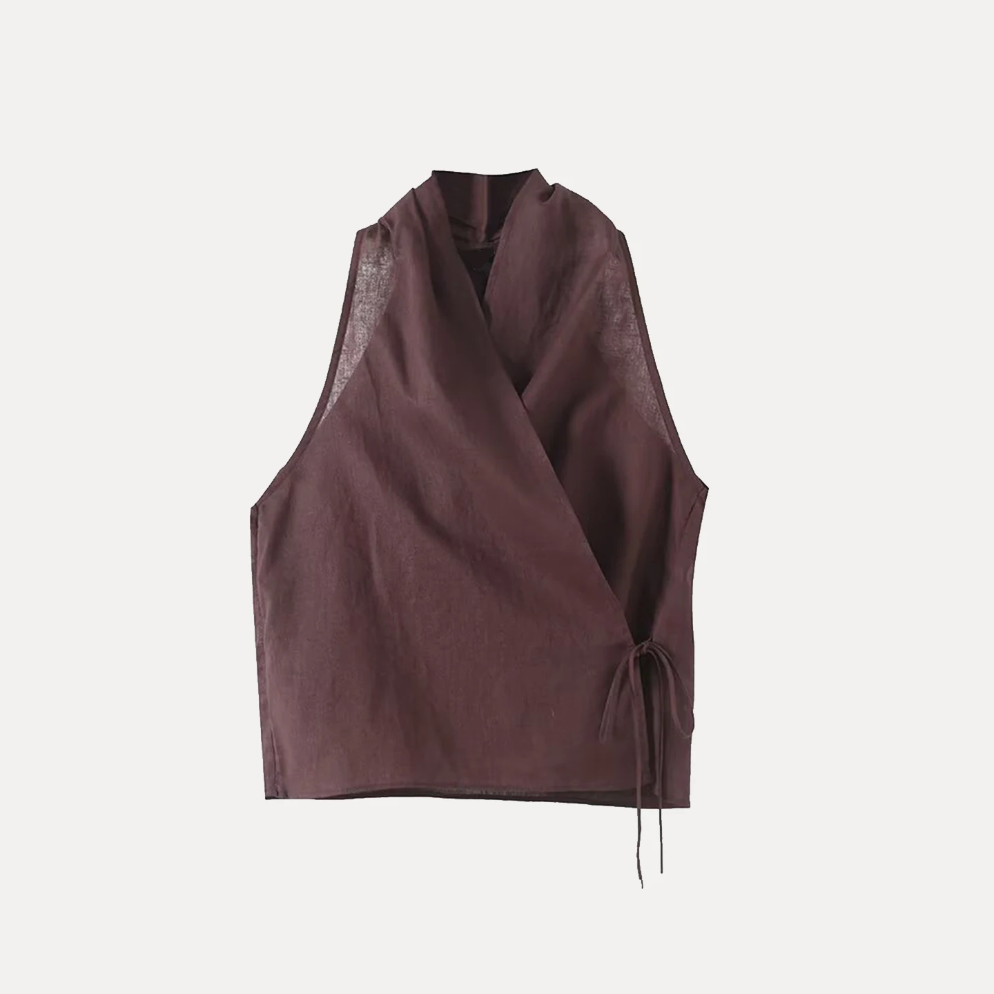 Ele Vintage Ne Hanging V-Ne Svel Top المرأة الصيف Faion ألياف البوليستر فضفاضة تناسب اللون ملابس غير رسمية #5