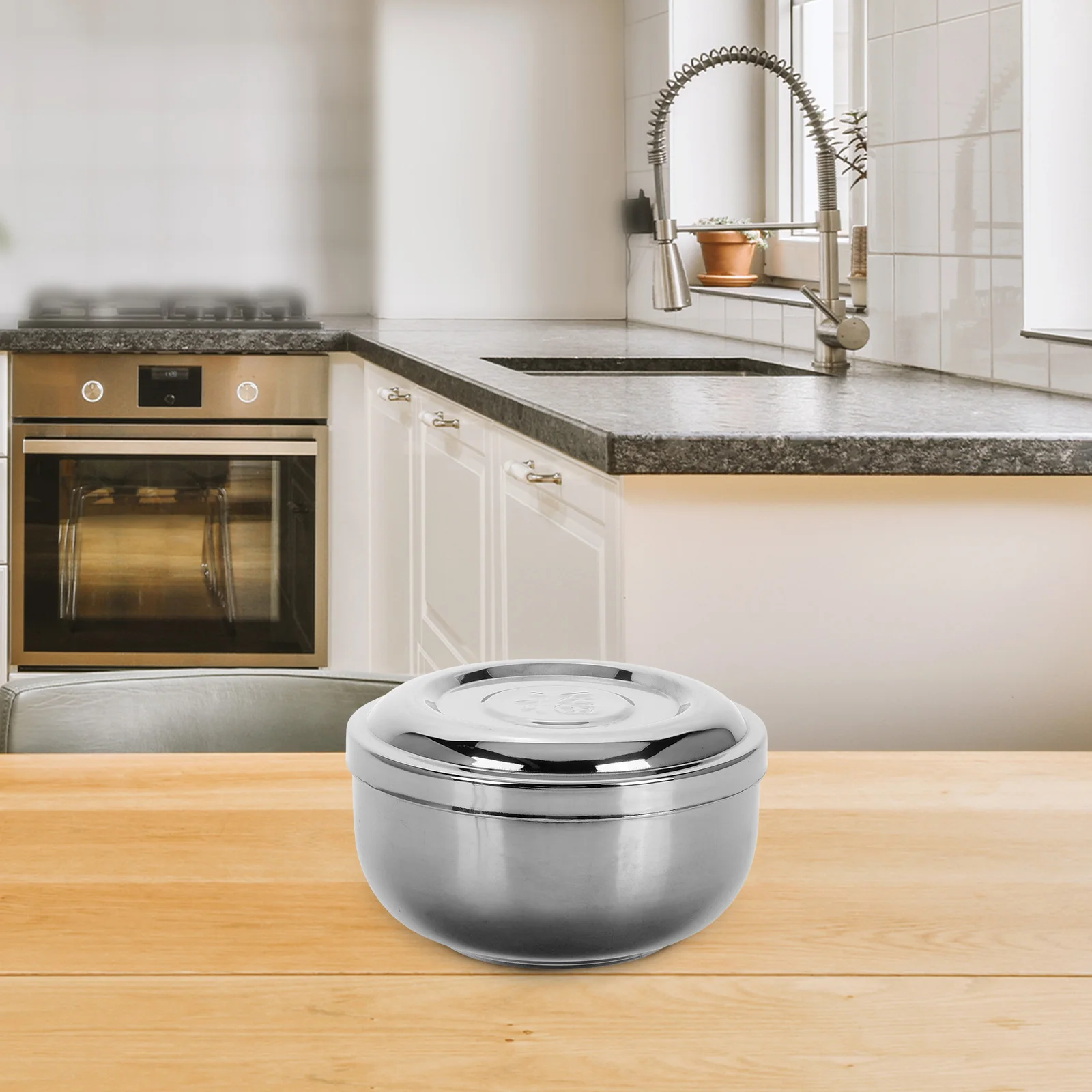

Heatresistant Stainless Steel Rice Bowl with Lid for Korean Soup Kitchenware Small Mixing Bowls Design