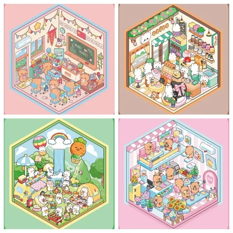 Stress Relief 3D MINIATUER Landscrape Toys Naklejki dla dzieci Dorosłe Śliczne Naklejki Kawaii Etui na telefon Laptop Bagaż Paster