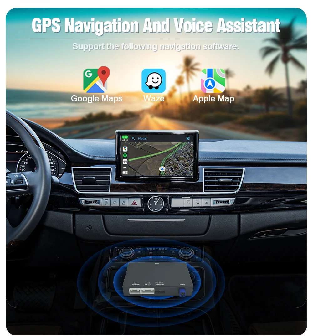 AUTOTOP Drahtlose Carplay Android Auto Retrofit Decoder Für Audi A8 A8L D4 2010-2017 HN + HNav + BNaV MMI 3G AirPlay Spiegel Link – Detail 10