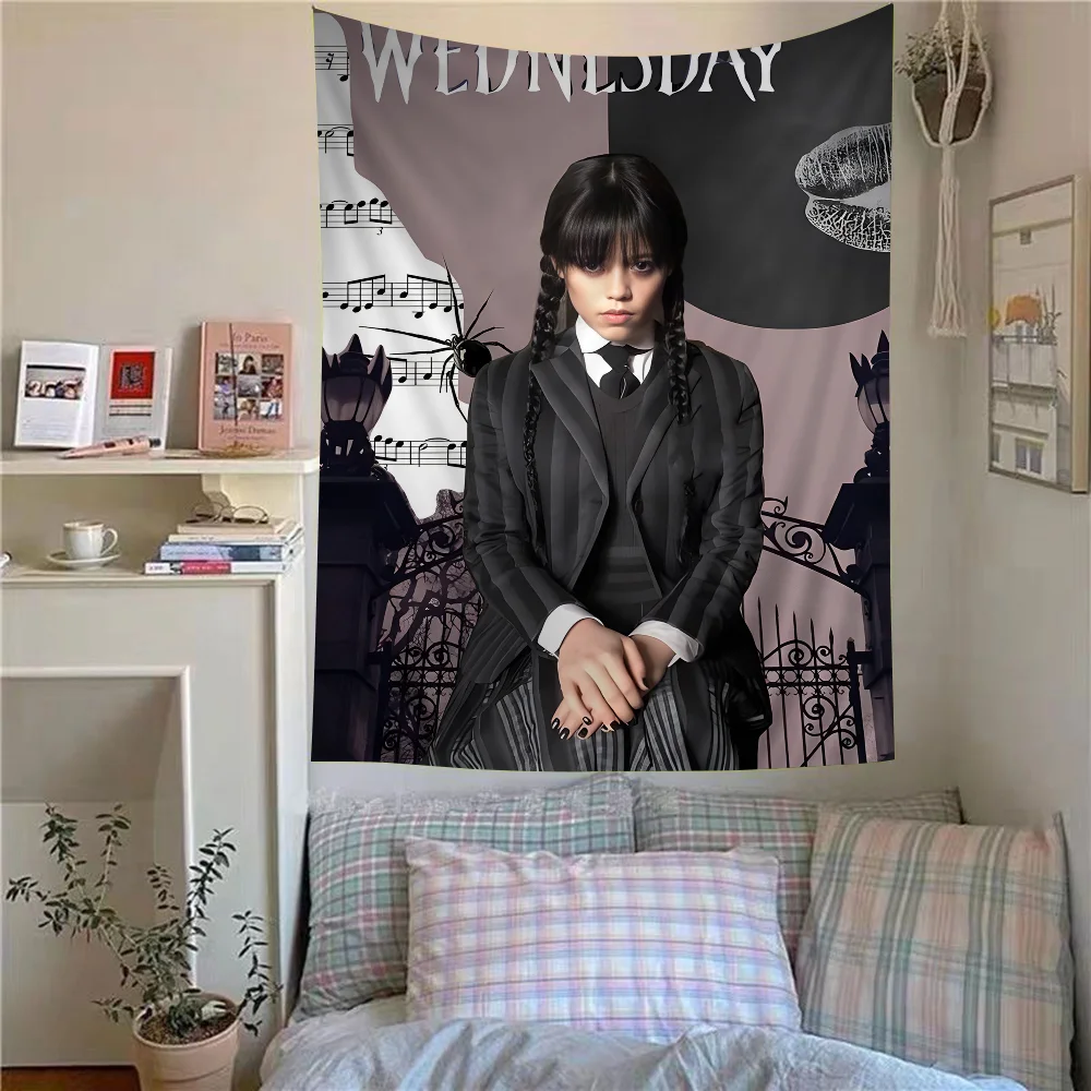 American Movie TV W-Wednesday A-Addams Printed Large Wall Tapestry Hanging Tarot Hippie Wall Rugs Dorm Cheap Hippie Wall Hanging