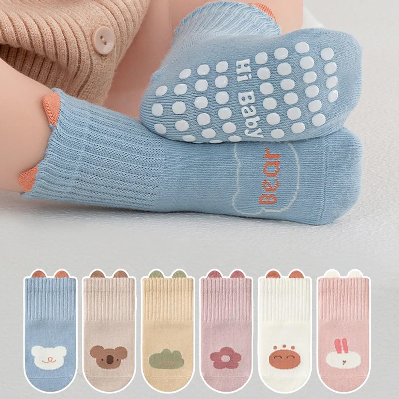 3 Paar rutschfeste Baby-Bodensocken, niedliche Cartoon-Kleinkind-Socken, weiche rutschfeste Innensocken für Neugeborene für Jungen und Mädchen