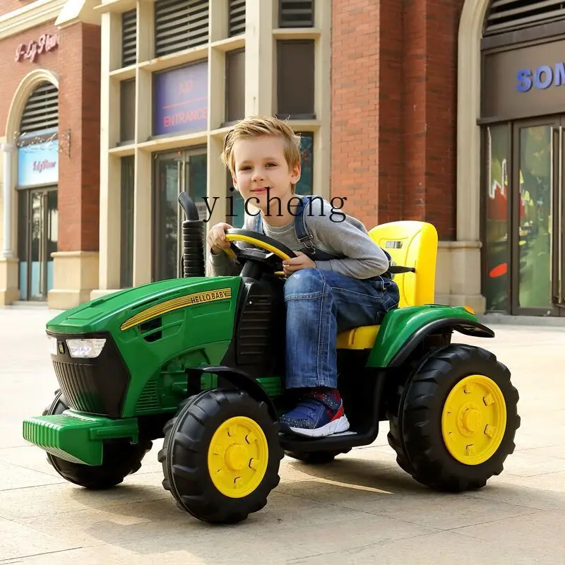 YY Children\'s Electric Tractor with Bucket and Can Can Sit Four-Wheel Toy Tractor