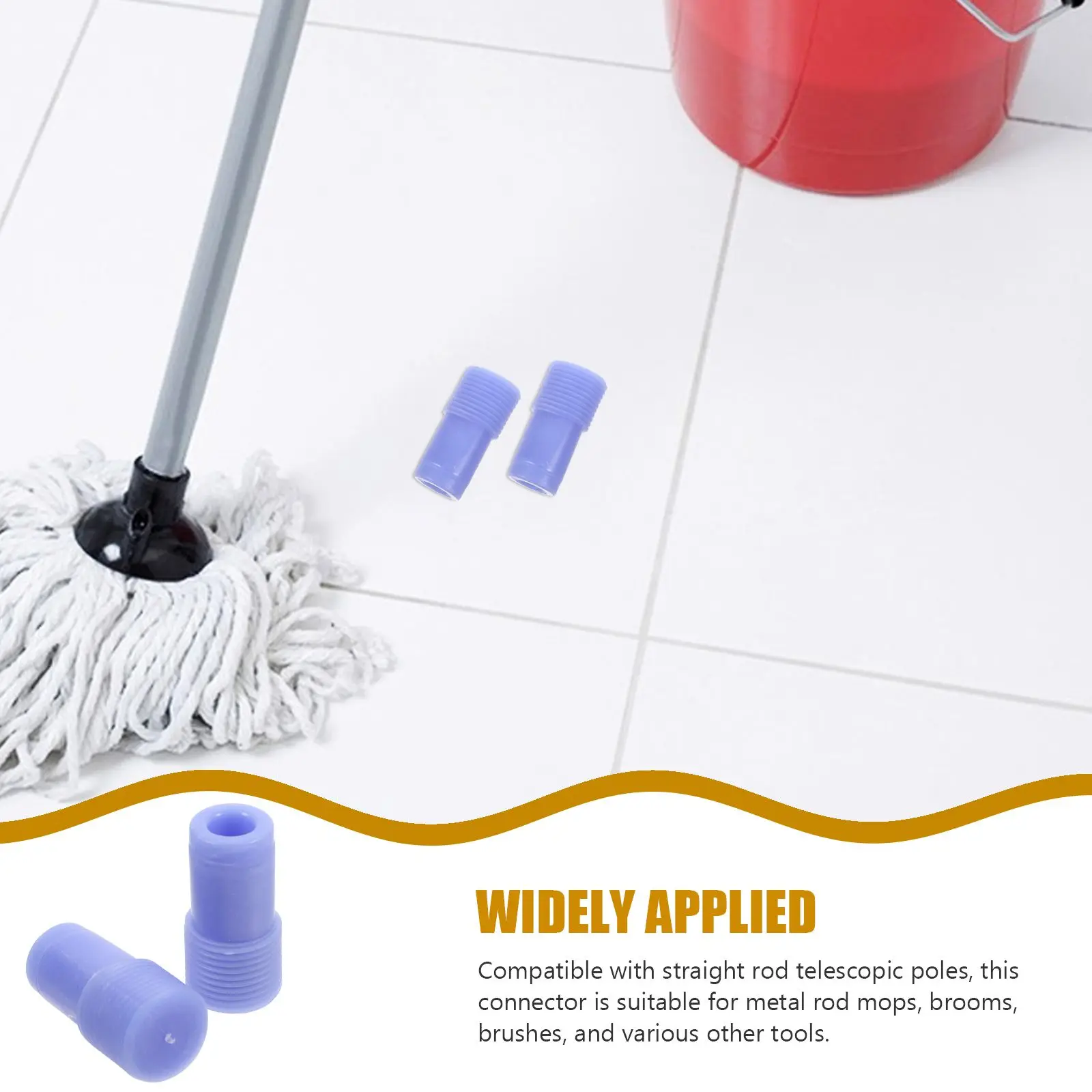 2 Pcs Threaded Head Tip Replacement for Mop American Style Blue Broom Handle Parts