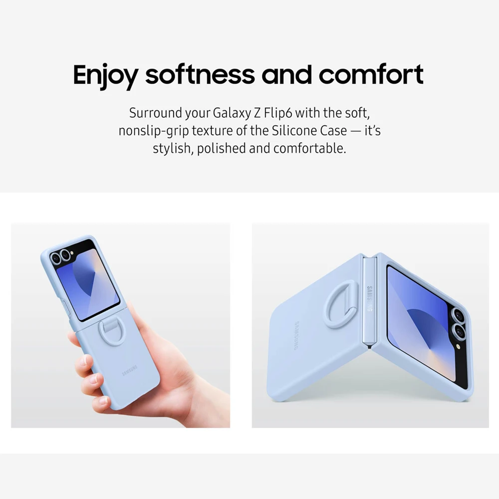 Oryginalne etui z płynnego silikonu z uchwytem na palec do Samsung Galaxy Z Flip6 Z Flip7 FE, odporne na wstrząsy, ochronne etui, oryginalne EF-PF741 — zdjęcie produktu 5