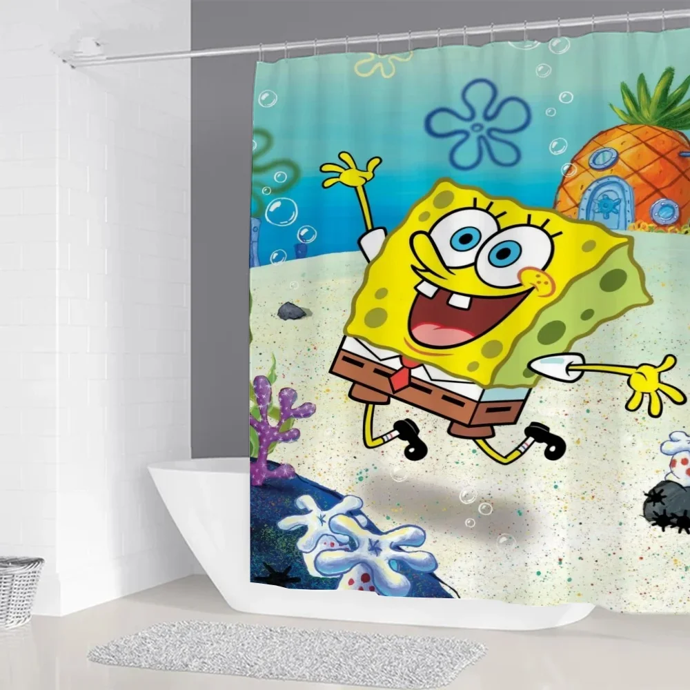 Spongebobs Shower Curtains for Bathroom Curtain Folding Partition Accessories Bath Bedrooms Houses Rooms Quarto Waterproof the