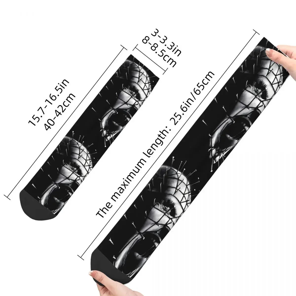 Funny Men's Socks Hannibal Lecter Vintage Hellraiser Horror Film Harajuku Casual Crew Sock Gift Pattern Printed