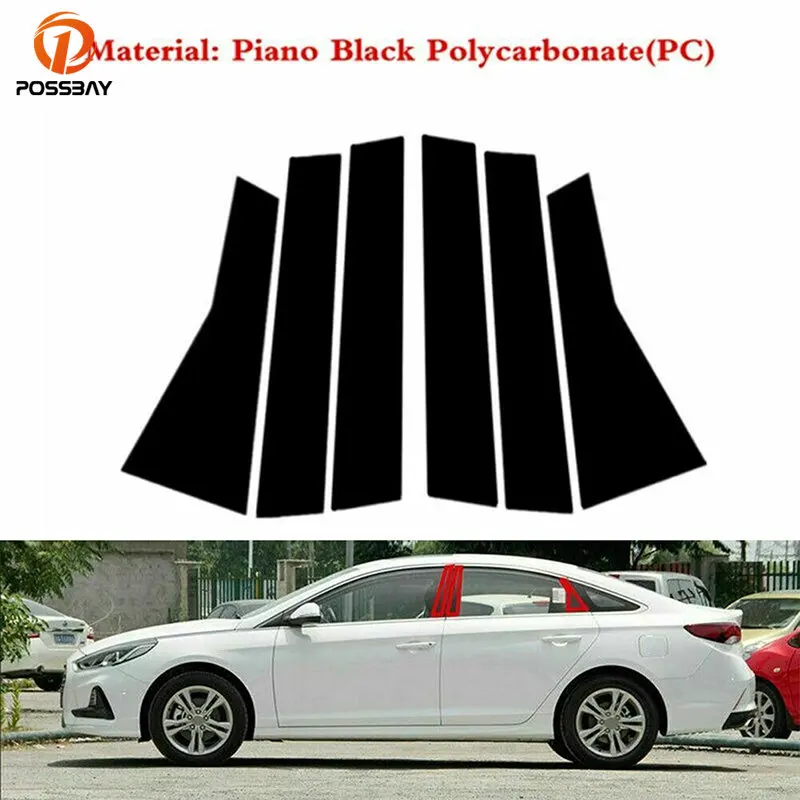 for Hyundai Sonata 2011 2012 2013 2014 2015 2016-2023 6/10Pcs Car Pillar Posts Door Window Trim Cover Stickers Glossy Black