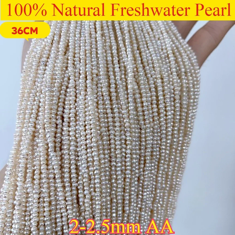 2-2.5mmAA Refined Round Small White Bead Wholesale Natural Freshwater Pearl Jewelry MakeDIY Necklace Bracelet Women Gift Wedding
