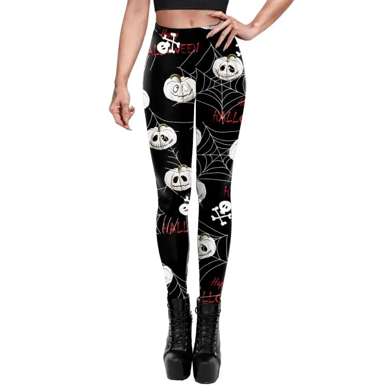Nadanbao Leggings mit Spinnennetz-Skelett-Print, Halloween-Party, Damenhose, Sommerhose mit mittlerer Taille, weibliche Fitness-Sportstrumpfhose – Detail 14