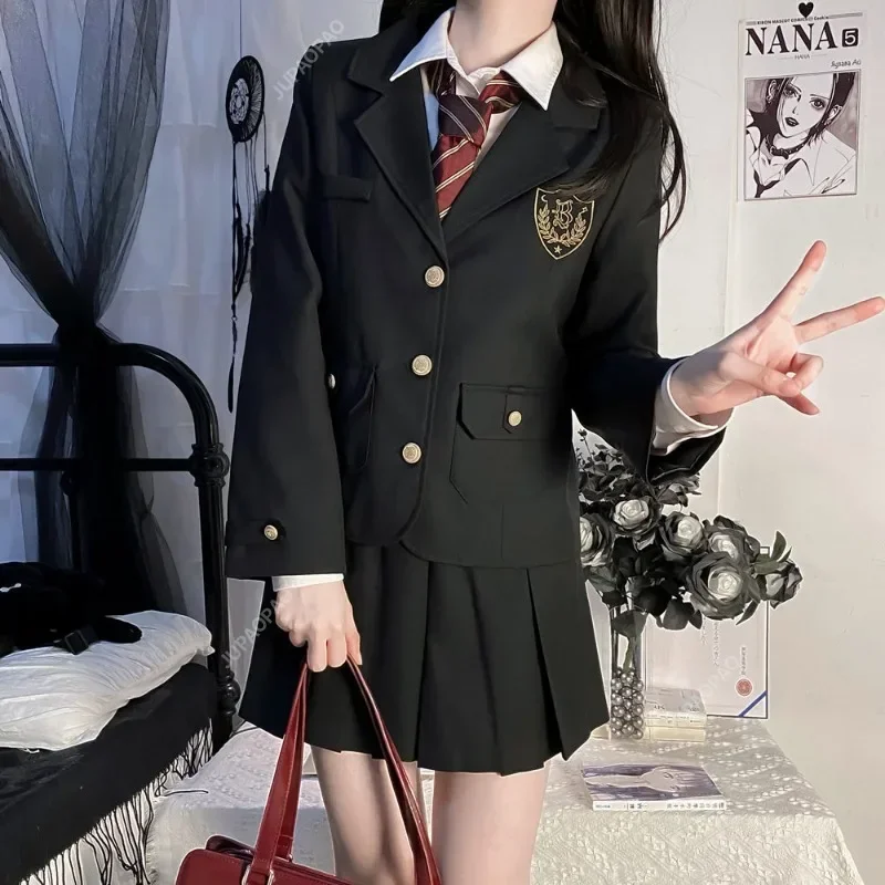 Studente giapponese ins JK Uniforme scolastica Moda coreana Dolce Blazer Scuola Ragazze Uniforme Sexy Kawaii Mini Gonna a pieghe Uniforme
