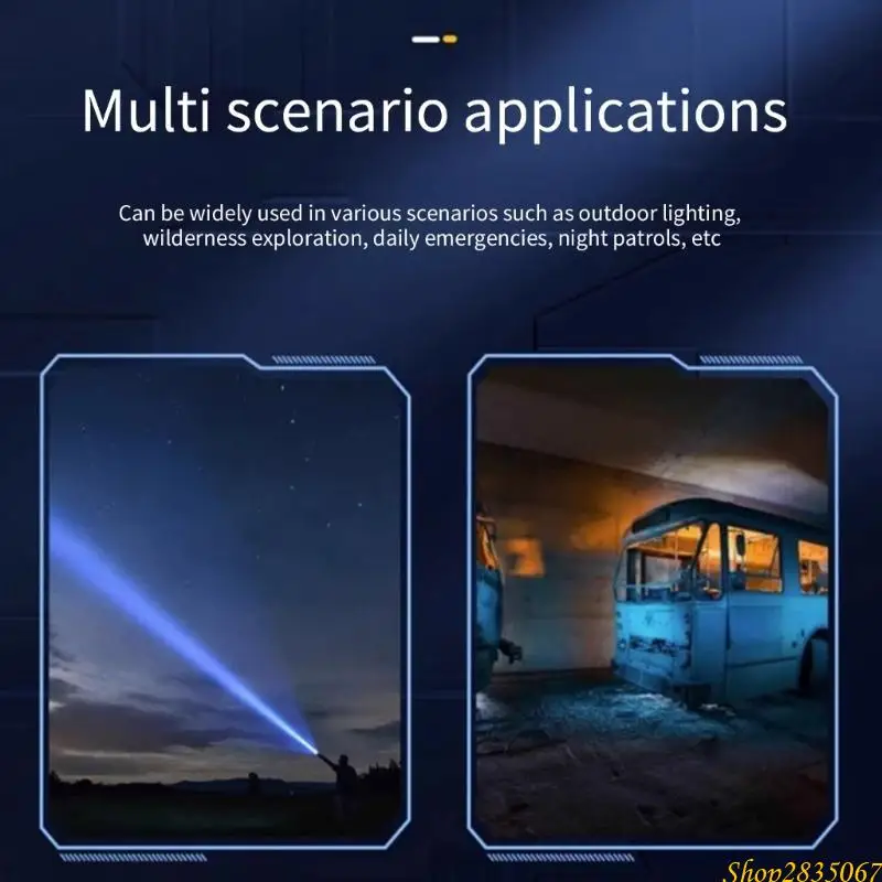 Waterproof Tactically Torches Rechargeable Flashlights 5 Modes Highly Lumen Flash LED Light for Outdoor Activity 831F