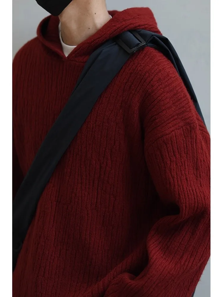 

Мужской зимний теплый свитер с капюшоном, 760 г, повседневный, универсальный, длинный, вязаный, свободного кроя, комфортный, для отдыха